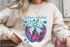 Teaching Is a Work of Heart PNG | Glitter Apple Teacher PNG Product Image 2