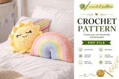 Sunshine and Rainbow Crochet Pillow Pattern PDF Product Image 2