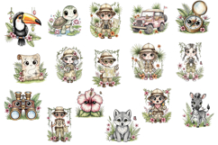 Safari Adventure Watercolor Clipart,Cute Hand Painted Jungle Product Image 5