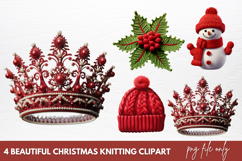 Beautiful Christmas Knitting Clipart Sublimation Product Image 1