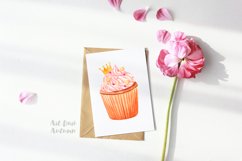Cupcakes clipart, Watercolor birthday cupcake sublimation Product Image 2