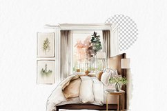 Cottagecore bedroom Watercolor Clipart PNG Product Image 5