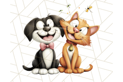 Dog and Cat Friends PNG, Cute Pet Clipart, Funny Animal Art Product Image 5