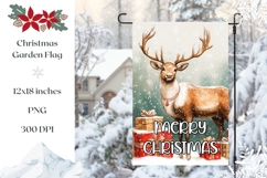 Merry Christmas Deer Garden Flag PNG, Winter Garden Flag Product Image 1
