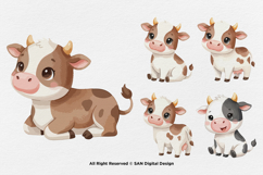 15 Bundle Watercolor Baby Cow Buffalo Milk Horn Farm Sticker Product Image 5