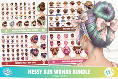 Messy Bun Woman Clipart Huge Bundle Product Image 1