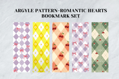 Argyle Pattern Romantic Hearts Bookmark,Preppy Plaid Bookmar Product Image 5