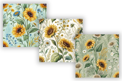 Sunflower &amp; Wildflowers Seamless Pattern, Bright Summer Product Image 4