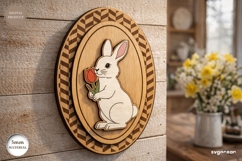 Spring Rabbit Wall Sign Laser Cut | Wall Decor | SVG Product Image 1