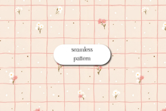 Blush Floral Grid Seamless Pattern Minimal Watercolor Product Image 1