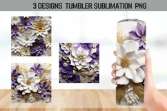3D Flowers Purple Tumbler Wrap Sublimation Designs Product Image 1