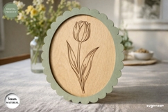 Scalloped Flower Chamomile Frame Laser Cut | Floral Sign Product Image 1