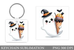 Cute Ghost Keychain Design. Cute Halloween Keychain Product Image 1