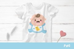 Watercolor Baby shower boy kawaii clipart baby born cartoon Product Image 3