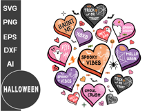 Candy Hearts Halloween PNG, Halloween SVG Design, Halloween Product Image 3