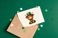 Highland Cow in St.Patrick Costume watercolor clipart Product Image 5