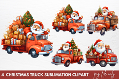 Christmas Clipart Christmas Truck Sublimation Clipart Product Image 1