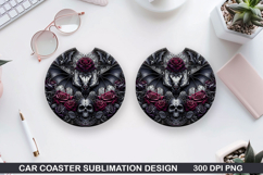 Haunted Bats Car Coaster Sublimation| Halloween Coaster PNG Product Image 1
