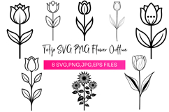Tulip SVG PNG Flower Outline Product Image 1