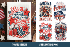 Happy 4th Of July kitchen Towel PNG | Patriotic Towel Design Product Image 1