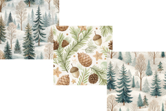 Rustic Neutral Winter Digital Paper | Seamless Watercolor Product Image 5