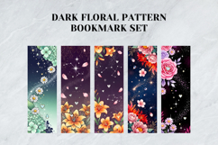 Dark Floral Pattern Bookmark Set,Gothic Flowers Stationery Product Image 5