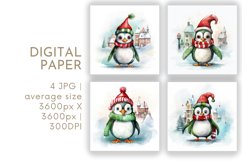 Christmas Penguin Digital Paper JPG Product Image 1