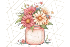 Flowers in Glass Jars PNG, Rustic Floral Watercolor Clipart Product Image 5