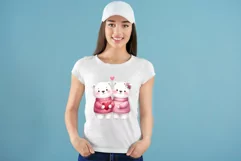 Valentine’s Day Couple Polar bears Watercolor Clipart Product Image 5