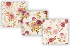 Vintage Roses Seamless Pattern, Antique Pink and Gold Accent Product Image 5