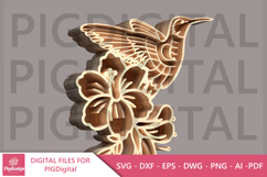 Hummingbird Hibiscus 3D SVG Product Image 5