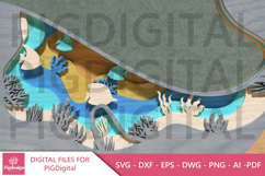 Layered Whale SVG 3D Ocean Scene for Laser Cutting Product Image 5