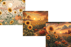 Golden Hour Sunflower Field Seamless Pattern, Digital Paper Product Image 5