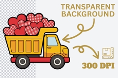 Glitter Dump Truck with Hearts PNG Product Image 3