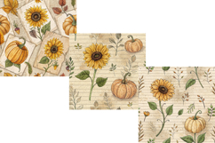 Pressed Sunflower &amp; Pumpkin Fall Journal Seamless Pattern Product Image 5