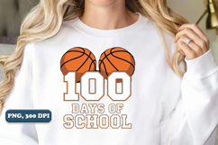 Basketball 100 Days of School PNG design, Sublimation design Product Image 5