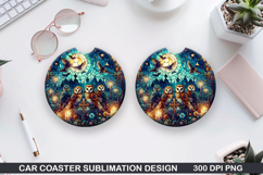 Owl Car Coaster Sublimation |Halloween Coaster PNG Product Image 1