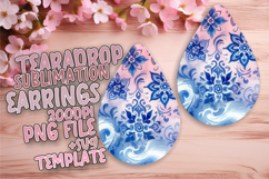 Stylish Teardrop Earrings Sublimation Template , Watercolor Product Image 1