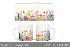 Flowers Mug Sublimation. Wildflowers Mug Design Product Image 1