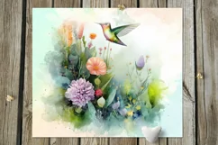 Watercolor Hummingbird | Sublimation skinny tumbler designs Product Image 5