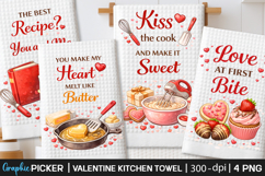 Valentine Kitchen Towel PNG, Valentine day Sublimation, Xoxo Product Image 1