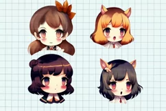 Kawaii clipart, Chibi clipart, 27 PNG Digital download Product Image 6