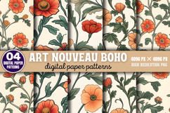 Art Nouveau Boho Pattern Digital Paper Background PNG Product Image 1