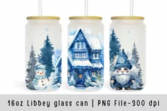 Christmas Winter House 16oz Libbey Glass Can Tumbler Product Image 1