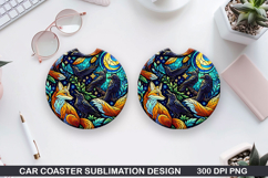 Foxes Wolves Car Coaster Sublimation| Foxes Coaster PNG Product Image 1