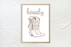 Neutral Coquette Bow Cowboy Boots Print Product Image 5