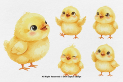 15 Bundle Watercolor Small Chicks Yellow Chicken Kids Product Image 5