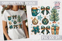 Christmas Coquette Bow PNG Holidays Funny Watercolor Product Image 1