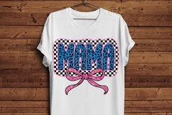 Blue Glitter Mama PNG with Pink Bow Product Image 4