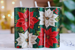 Merry Christmas Flower Tumbler Wrap | Christmas Wrap Product Image 1